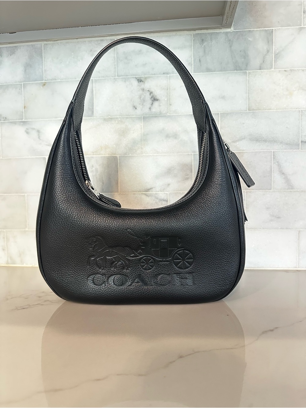Coach Black Pebbled Leather Shoulder Hobo